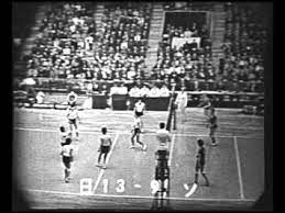 The japanese volleyball ball used in the 1964 olympics , consisted of a rubber carcass with leather panelling. A Timeline Of Events Marking The Short History Of American Volleyball Playing Females In The Olympics Volleyball History Olympic Games Tokyo Olympics