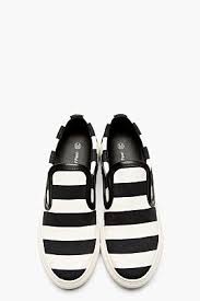 Black And White Striped Shoes Mother Of Pearl Black White Striped Leather Trim Slip On Sneakers Shoes Sneakers Slip On Sneakers