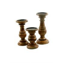 Set of 2 whitewashed short wooden farmhouse pillar candle holders. Pillar Wood Candle Holders Wayfair