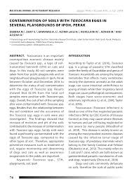 Wildlife parasites are also studied as they can transmit zoonotic diseases. Pdf Contamination Of Soil With Toxocara Eggs In Selected Playgrounds In Ipoh Perak