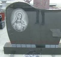 Virgin Mary Shadow Carving Granite Headstone