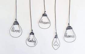 Wire Wall Art Set Of 5 Wire Light Bulbs Wire Wall Decor Wall Hanging Art Industrial Home Decor Decoration To Hang Wire Wall Art Wire Art Wire Crafts