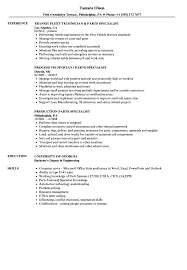 parts specialist resume samples