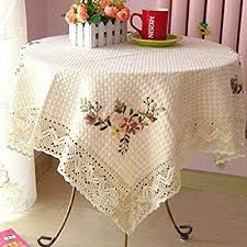 Amazon Com Lopkey Nova Toalhas De Pano De Linho Capa Geladeira Ribbon Bordado Home Kitchen Coffee Table Cloth Lace Tablecloth Linens And Lace