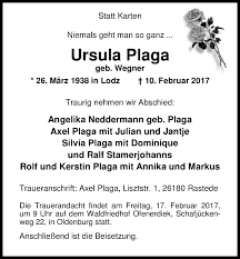 Date when an obligation becomes due, readiness for repayment, time for. Traueranzeigen Von Ursula Plaga Nordwest Trauer De