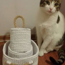 Uclu Banyo Seti Ve Simba Orgusepet Orgu Sepet Basket Handmade Handknit Elyapimi Elorgusu Knitting Crochet Yarn Iloveknitting Terapi Ke Trash Can