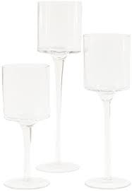 Shenzhen ruixin glassware co., ltd. Amazon Com Koyal Wholesale Long Stem Glass Candle Holder Set Of 3 Clear 3 5 X 12 10 8 Home Kitchen