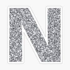 N Silver Block Monogram Silver Glitter Block Letter Initials Sticker By Jessica Schaub Initials Sticker Block Lettering Glitter Letters
