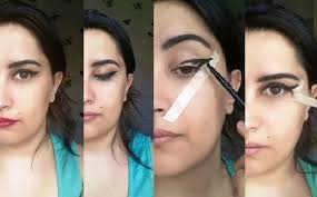 Bant Ile Eyeliner Nasil Cekilir Kolay Kalin Eyeliner Cekme Resimli Anlatim Eyeliner Makyaj Dersi Makyaj