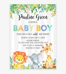 A baby shower is just one beautiful chapter of an unfolding tale of new life. Safari Jungle Elephant Lion Giraffe Baby Shower Invitation Png Baby Shower Invitation Png Image Transparent Png Free Download On Seekpng