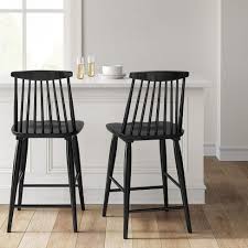 Harwich High Back Windsor Counter Height Barstool Threshold Black Bar Stools Kitchen Stools With Back Bar Stools