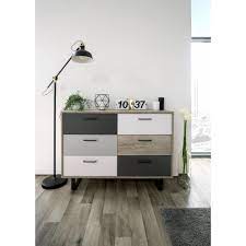 Nachtkommode yook in sonoma eiche und grau anthrazit. Kommode Orlando Grey Craft Oak Anthrazit Weiss Grau 6 Schubkasten Mdf Metall Kommoden Wohnzimmermobel Wohnen Mobel Jahnichen Center Gmbh