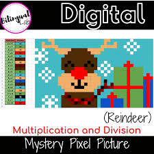 Mystery Pixel Art Multiplication And Division Reindeer Distance Learning Math Art Digital Multiplication And Division Pixel Art Math Art