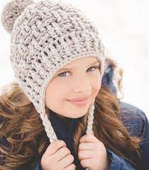 Crochet Pattern For Chunky Texture Weave Earflap Hat 5 Sizes Etsy Crochet Hats Crochet Animal Hats Crochet Patterns