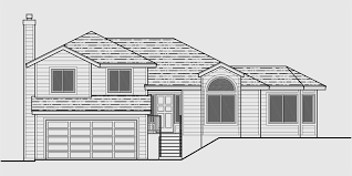 House Front Drawing Elevation View For 7117 Split Level House Plans House Plans Split Level House Split Level House Plans Split Level House Design