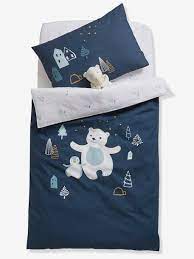 Housse de couette imprimé quadro pour lit 2 personnes. Housse De Couette Bebe Laponie Bleu Nuit Vertbaudet