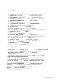 Indefinido E Imperfecto Ejercicios Trabajos Hojas De Trabajo De Ele Gratuitas Ejercicios De Espanol Ejercicios De Gramatica Ejercicios Para Aprender Espanol