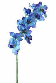 Cymbidium Orchid Silk Flower Spray In Blue 36 Tall With 10 Flowers Silk Flowers Wedding Tropical Wedding Flowers Silk Orchids
