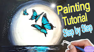 how to paint 3d butterflies acrylic painting tutorial blue butterfly galaxy step by step yo painting tutorial acrylic painting tutorials butterfly painting