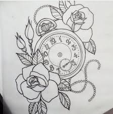 Pocket Watch Roses Tattoo Design Tattoo Designs Tattoo Stencils Body Art Tattoos