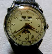 Zodiac Moon Phase Triple Date Vintage Watch Ebay Vintage Watches Moon Phases Zodiac