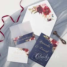 Check out our floral vellum paper selection for the very best in unique or custom, handmade pieces from our shops. Navy Blue And Rose Floral Foil Wedding Invitations With Vellum Jackets Cdi001