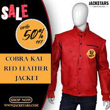 Cobra Kai Red Leather Jacket Jackets Red Bomber Jacket Leather Bomber Jacket