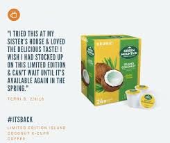 A spring time favorite is back! Win 4 Full Size Boxes Of Island Coconut K Cup Pods From Cross Country Cafe Sweepstakes Den Https Sweepstakesden Com Win 4 Full Si K Cups Keurig Kcups Cup