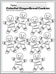 Color Words Gingerbread Cookies Christmas Kindergarten Preschool Christmas Christmas Worksheets