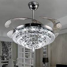 Lighting Groups Invisible Ceiling Fans 4 Circles Crystal Ceiling Fan Lamp 42 Inch Transparent Retractable Blades Remote Control Electric Fan Chandelier With Led Ceiling Fan Chandelier Ceiling Fan With Light Modern Ceiling Fan