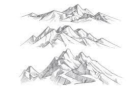 Hand Drawing Mountain Ranges In Engraving Style Vintage Mou 908792 Illustrations Design Bundles In 2021 Mountain Range Drawing How To Draw Hands Mountain Sketch