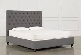 Queen size platform bed, grey beds : Leighton Queen Upholstered Platform Bed Living Spaces