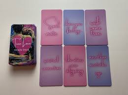 The tarot deck has been shuffled into a random order, and the cards now appear face down in that order on the left. My Oracle Decks Follow Your Own Rhythm
