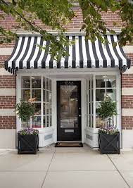 Love Brick And Black White Striped Awning Liz Caan Via Design Darling Fachadas De Lojas Fachadas Fachadas Comerciais