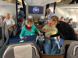 A beverage was served before departure, and i went with the orange juice Lufthansa Business Class Philadelphia Frankfurt Berlin Ready Jet Roam