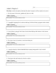 Include details or examples that help a reader make a mind movie. Author S Purpose Ereading Worksheets