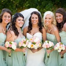 Loved Our Sage Green Bridesmaid Dresses With Peach And Pink Flowers Bridesmaids Bri Green Bridesmaid Dresses Sage Green Bridesmaid Dress Wedding Bridesmaids