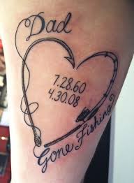 Fish@tribestattoo.com call now for an appointment tuesday: Dad Fishing Tattoo Tattoos For Daughters Tattoos For Dad Memorial Hook Tattoos