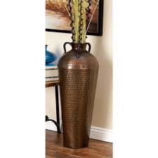 32 In Old World Grecian Brown Metal Decorative Vase Brown Tan Tall Vase Decor Vases Decor Floor Vase