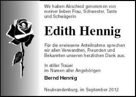 Edith Hennig-Neubrandenburg, i | Nordkurier Anzeigen