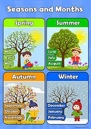 Seasons And Months Learn Childrens Wall Chart Educational Numeracy Childs Poster Art Print Wallchart