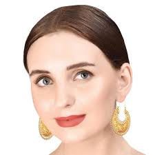 Amazon.com: Touchstone Pendientes de araña de Bollywood con bonitos flecos  y diseño floral étnico del sur de la India Chandbali Luna nupcial de  diseñador de joyería para mujer en tono dorado o