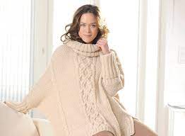 20 m glatt links, 26 m grundmuster, 26 m glatt links. Poncho Mit Kragen Und Zopfmuster Kostenlose Strickanleitung Poncho Mit Armel Zopfmuster Stricken Poncho Stricken Anleitung Kostenlos