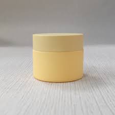 Download Face Cream Jar Matte Yellow Frosted Glass Cosmetic Jar 50ml PSD Mockup Templates