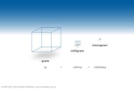 the relationship between a gram milligram and microgram