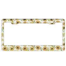 Amazon Com Customized Personalized Stainless Steel License Plate Frame Holder Decorative License Plate Frame S Sunflower Pattern License Plate Frames Pattern