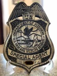 U S Department Of The Interior Fish Wildlife Service American Flag Wood Retirement Gifts Badge