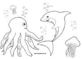 Ausmalbild Unter Wasser Underthesea Krake Octopus Hai Shark Jelly Qualle Ausmalen Ausmalbilder Ausmalbild