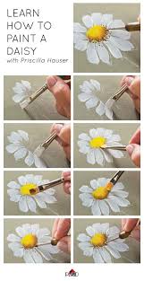 Painting Daisies With A Flat Brush Flores Pintadas Coisas Para Desenhar Aulas De Arte