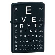 Zippo Eye Chart Pocket Lighter Zippo Lighter Eye Chart Cool Lighters